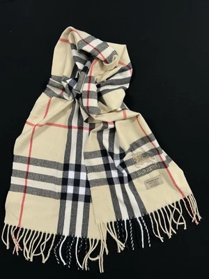 Bufanda Burberry 100 % cachemir a cuadros multicolor clásica beige unisex Foto 1 de 4