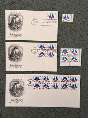 Love Birds Stamps - Scott 2440 2441a - 3 First Day Issue FDCs plus stamps! - Image 1 of 4