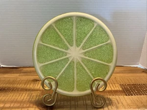 Vintage Limettenscheibe Untersetzer Plexiglas mit Bruchglas 8” Durchmesser 1960’s-70’s - Bild 1 von 4