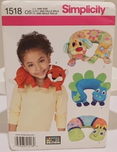 Simplicity Child Animal Neck Pillow Pattern One Size 1518 Uncut - Picture 1 of 3