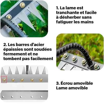 Unkrautrechen Gartenrechen Metall Gartengerät Jäter Unkrauthacke robust - Bild 1 von 4