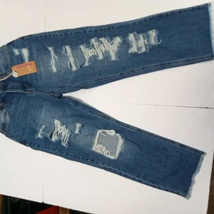 Vanilla Star Jeans Woman's Blue Denim NWT Size 11 90s Boyfriend Button Fly Dist. - Picture 1 of 10