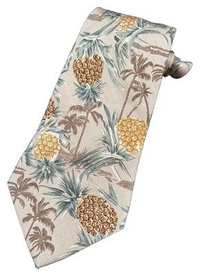 Corbata TOMMY BAHAMA Para Hombre 100% Seda Amarillo Marrón Verde Piña Floral Palmeras Foto 1 de 4