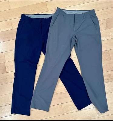 (2) Мужские брюки для гольфа Under Armour 34x32 темно-синие и серые спортивные штаны - Изображение 1 из 4