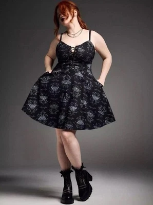 NEW Torrid Nightfall Black Corset Mini Dress Moth Plus Size 2 2X 18/20 Goth NWT - Image 1 of 4