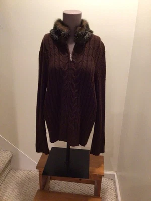 Sarah Spencer Mujer Suéter de Lana Cuello de Piel Sintética XL De Colección Cremallera Foto 1 de 4