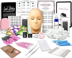 Pro Eyelash Extension Kit W/ Mannequin Head Practice Set for Beginners - Picture 1 of 12