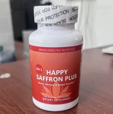 1-3PACK Happy Saffron Plus 90 Capsules - Saffron Flower Extract, Curcumin & Zinc - Image 1 of 4