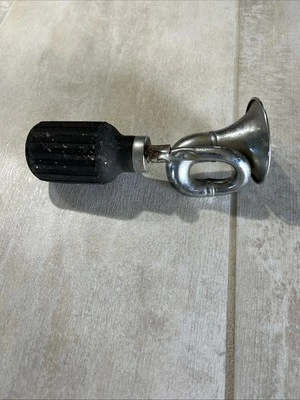 Vintage CROWN Metal Bicycle Horn Model T A Car Motorcycle Black Rubber Silver - Image 1 of 4