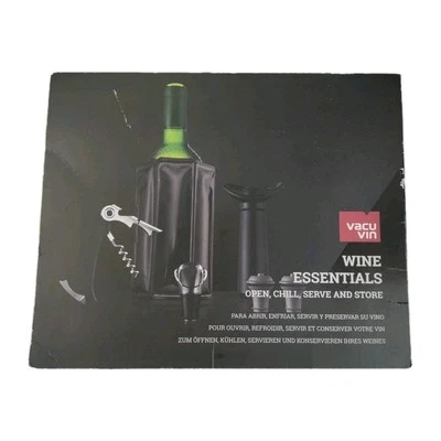 Conjunto de presente Vac-u-Vin Essentials em rolhas para servidor de vinho preto saca-rolhas - Imagem 1 de 4