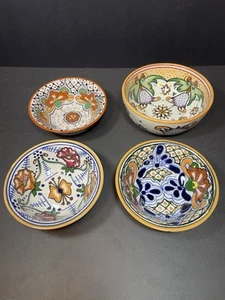Talavera Mexican Pottery Lot Of 4 Small Bowls Artisan Hand Painted Lead Free - Picture 1 of 24
