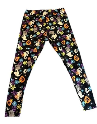 Leggings LuLaRoe TC2 - Base negra con fantasmas, calabazas. Piedras y flores para tumbas Foto 1 de 4