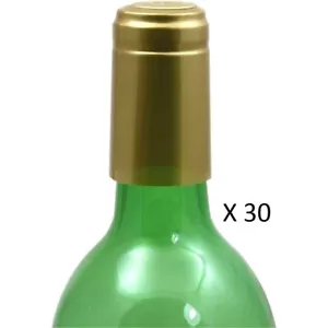 WINE BOTTLE HEAT SHRINK CAPSULES FOILS HOME BREW TOPS SHRINK CAPS 30'S GOLD - Picture 1 of 7