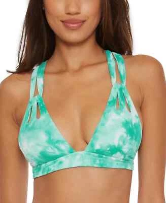 BECCA Womens Jasper Green Crystal Ribbed Tie Dye Bikini Top L36840 Size Large - Image 1 of 4