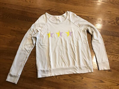 Sundry Beige Purple/Yellow Stars Crew Neck Sweatshirt Size 2 - Image 1 of 4