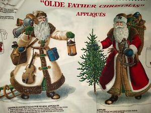 Cranston Olde Father Christmas Victorian Santa 100% Cotton Fabric Appliques NOS