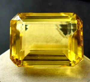 Natural 217.90 Ct Certified Brazilian Emerald Cut Yellow Citrine Loose Gemstone - Picture 1 of 7