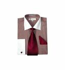 Men's stylish Striped Dress Shirt+Tie+Hanky French Cuff +Cuff Links Style#SG17