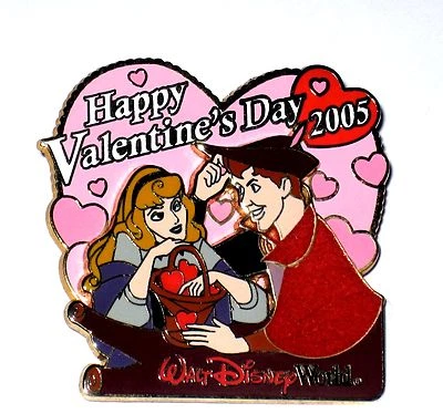 Prendedor LE Disney✿Aurora Bella Durmiente Día de San Valentín Príncipe Felipe Brezo Rosa Foto 1 de 3