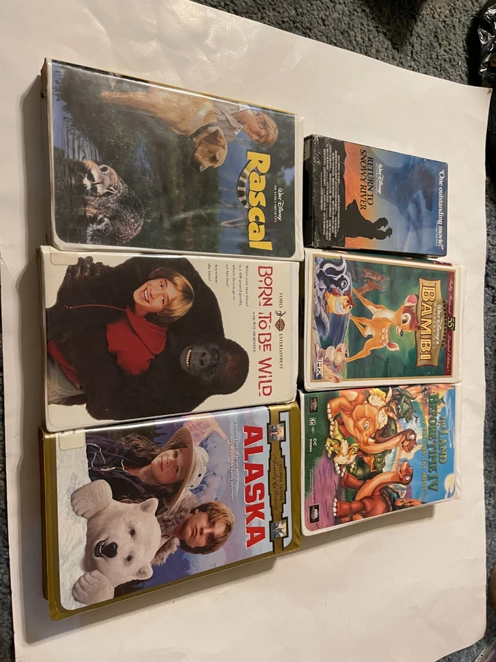 6 CHILDREN'S VHS TAPES RETURN TO SNOWY RIVER-BAMBI-RASCAL-LAND BEFORE TIME IV - Image 1 of 1