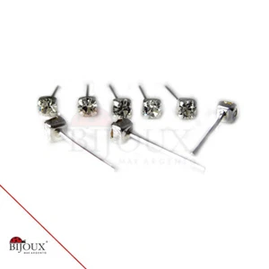 8 Orecchino Naso Piercing Nasino In Argento 925 Brillantino Incastonato 2,5 mm - Foto 1 di 1