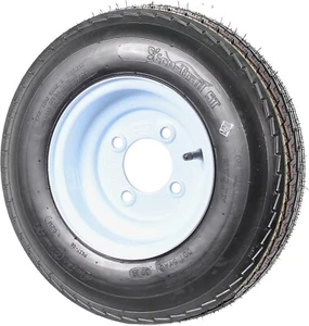 Trailer Tire on Rim 4.80-8 480-8 4.80 X 8 8 In. LRB 4 Lug Hole Bolt Wheel White - Picture 1 of 5