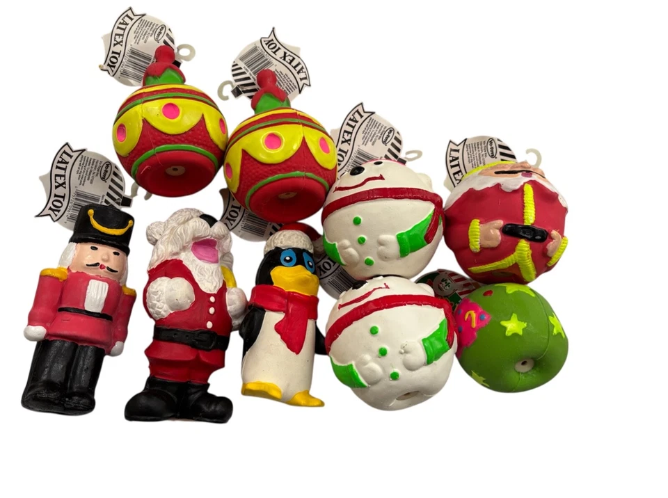 LOTE DE 9 Vo-Toys Adorno de Muñeco de Nieve de Látex Suave y Papá Noel Juguete para Perros 4 a 5" X Mascota Foto 1 de 1