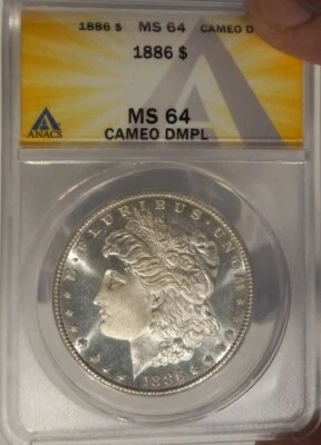 1886 $1 Morgan Silver Dollar ANACS MS-64 DMPL CAMEO INSANE QUALITY! - Image 1 of 4