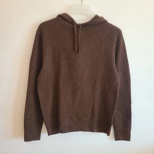 J.Crew Men’s Cashmere Hooded Sweater Brown Size S Waffle Knit EUC - Picture 1 of 10