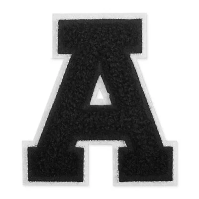 2-1/2" Chenille Stitch Varsity Iron-On Patch by pc, Black/White, TR-12154 - Image 1 of 4