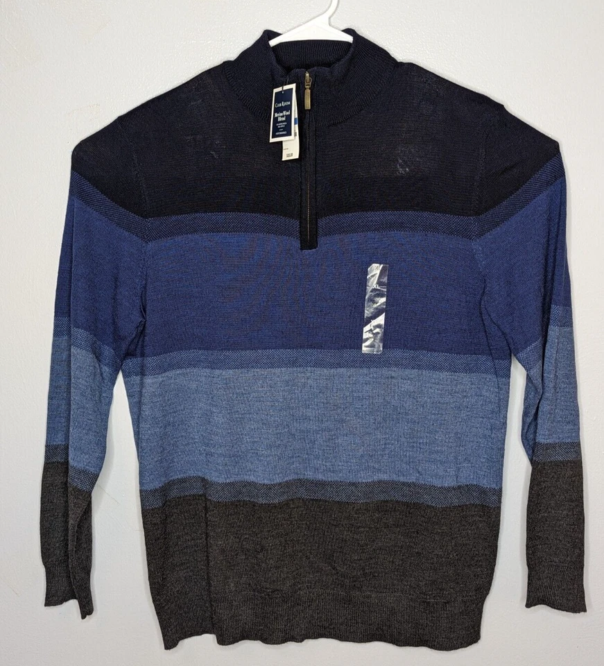 Suéter Club Room Para Hombres 1/4 Cremallera Mezcla Lana Merino Multicolor XL NUEVO CON ETIQUETAS Foto 1 de 3