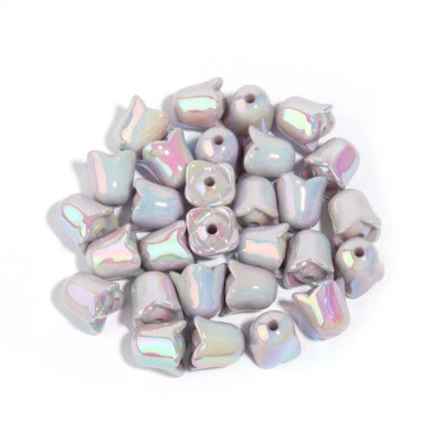 10 piezas Acrílico Chapado UV Color Tulipán Agujero Vertical Cuentas Sueltas Cadena Accesorios Foto 1 de 4