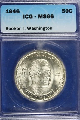 1946 - ICG MS66 Booker T. Washington Commemorative Half Dollar!!! #B11631 - Image 1 of 2