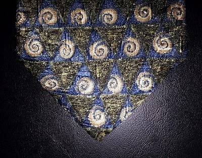Corbata Geoffrey Beene Seda Azul Verde Triángulo Bronceado Remolino Diseño Geométrico Nueva en Caja t3092 Foto 1 de 4