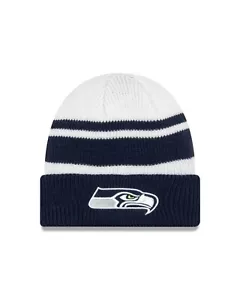 Seattle Seahawks New Era Nvy/Blanco Tejido Acogedor Puño Tejido Sombrero. - Imagen 1 de 2
