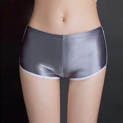 Mujer Aceite Brillante Brillante Ropa Interior Niño Pantalones Cortos Satén Wetlook Bragas Boxer-Briefs⇓ Foto 1 de 4