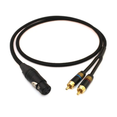 Audio RCA Cable Male to 2 XLR 3 Pin Male Female Cannon Amplifier Plug AV Cable - Image 1 of 4