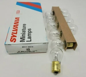 Box of 10 Sylvania 93 S93 12V GE93 Miniature Auto Light Bulbs SC Lamps 343110 - Picture 1 of 1
