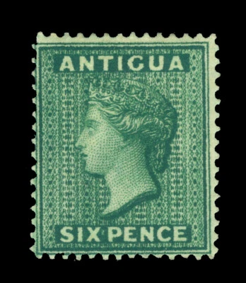 British Colonies - ANTIGUA 1882  Victoria  6p deep green  Scott # 19 mint MH - Image 1 of 2