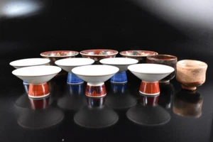 F8109: Japanese Kutani & Kiyomizu-ware TEA CUP Senchawan SAKE CUP Bundle sale - Picture 1 of 9