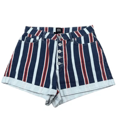 Pantalones Cortos BDG Urban Outfitters Mamá Para Mujer 29 Multicolor Rayas Puños Botón-Vuela Foto 1 de 4