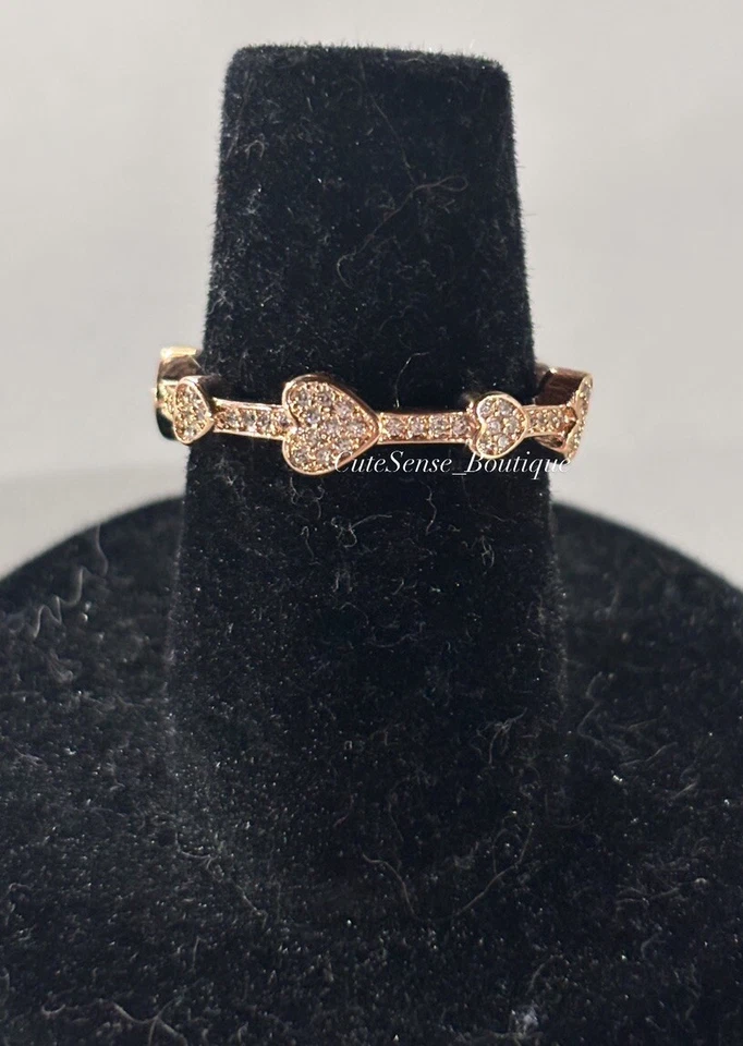 Pandora ALLURING HEARTS 玫瑰金退役戒指 尺寸 5 187729CZ-50 — 第 1/1 张图片