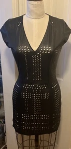 Parker Serena Black Laser Cut Leather Dress Size S EUC Perfect for Fall! - Picture 1 of 11