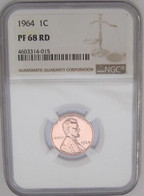 1964 Lincoln Memorial Cent NGC PF68 RED - A Bright COIN RED HOT Cent - 3rd BEST! - Image 1 of 4