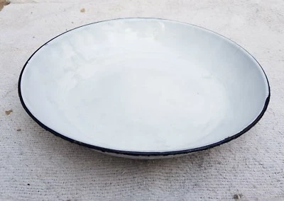 Assiette Ronde En Émail En Porcelaine Vintage Tchécoslovaquie IE19 - Photo 1/3