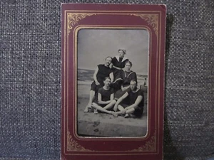 Great Tintype of a group of male/female bathers, c. 1880s-90s! - Picture 1 of 3