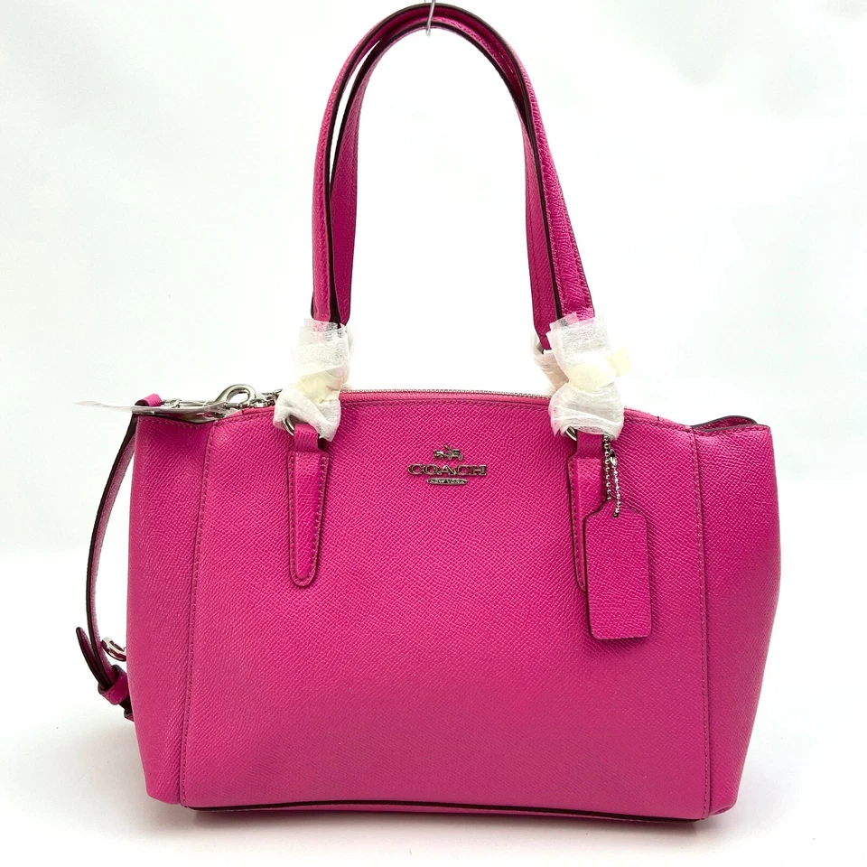 Coach F57523 Crossgrain Leather Mini Christie Carryall- Bright Fuchsia
