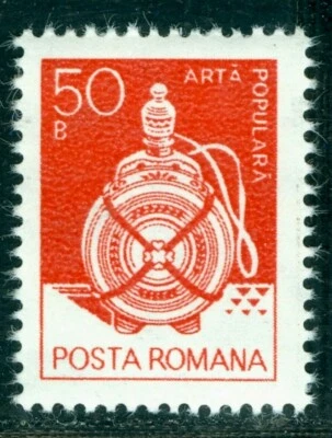 1982 Народное искусство, деревянная колба, Румыния, Mi.3915 Y, разнообразие бумаги, водяной знак ошибка, MNH - Изображение 1 из 3