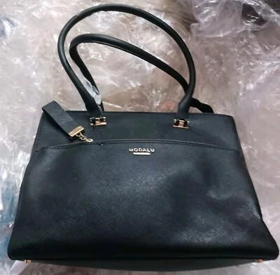 SHOULDER BAG SATCHEL GENUINE BLACK LEATHER DESIGNER MODALU ERIN NEW + DUST BAG - Image 1 of 4
