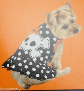 Halloween Black Orange Skeleton Skull Pet Dog Dress Costume Size XXSmall 6-8 in